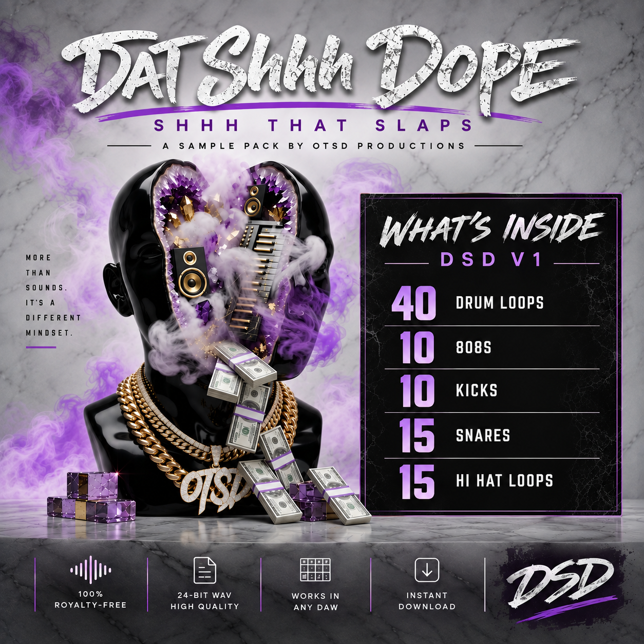 OTSD Dat Shhh Dope V1 analog trap drum kit cover art